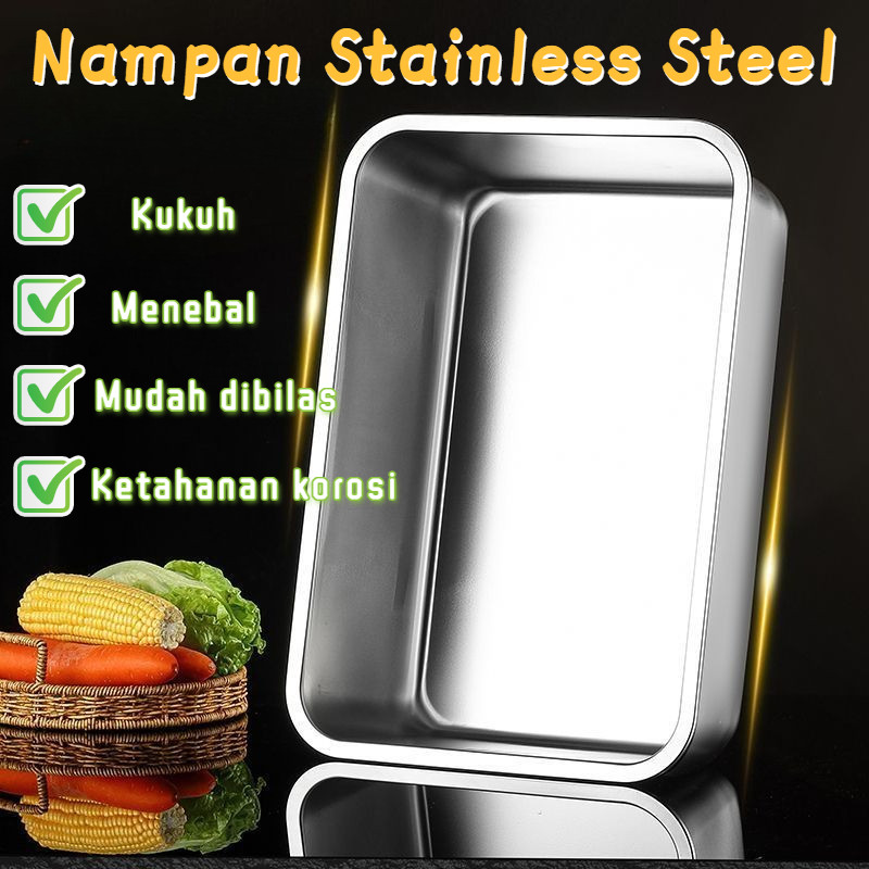 Nampan Prasmanan Stainless Steel / Food Container Stainless / Wadah Stainless Sayur Kotak Food Box S