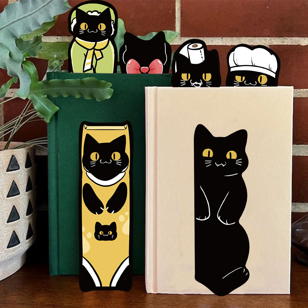 

30PCS Cute Black Cat Inside Cat Air Decorative Bookmarks Student Books Page Annotations Gift Decorative Bookmarks
