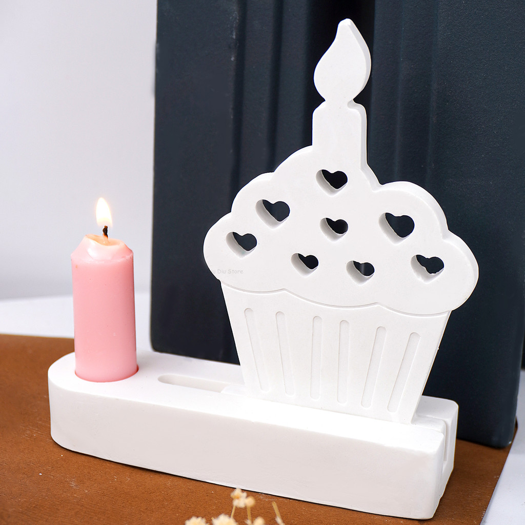 

Heart Cake Candlestick Silicone Mold DIY Brithday Ornament Tea Light Candle Holder Making Plaster Resin Casting Molds Home Decor