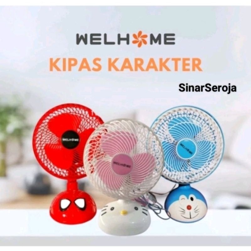 Kipas Angin Meja Karakter 10 inch Kemasan Dus / Kipas Angin Karakter Welhome 10"  Kemasan Dus / Kipa