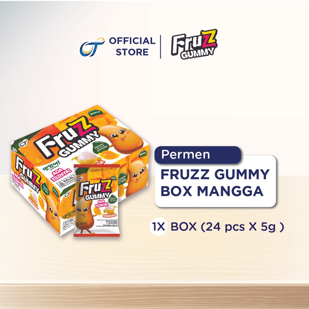 

Fruzz Gummy Permen Kenyal Rasa Mangga - [1 Box Isi 24pcs]