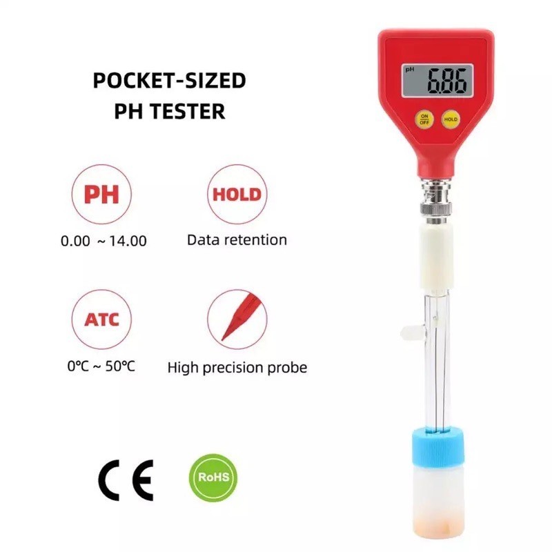 PH-98108 pH Meter Digital Dengan Probe Kaca Sharp Glass Electrode Cocok Untuk Makanan Keju Susu Air 