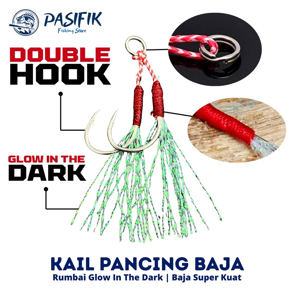 Kail Pancing Hook Glow in The Dark Baja Anti Karat dan Tahan Lama Cocok Untuk Laut
