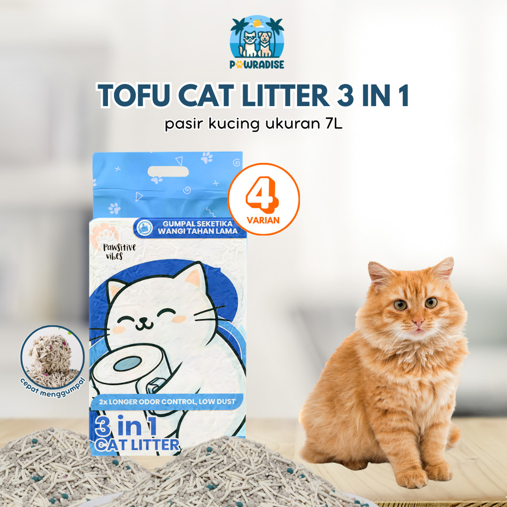 Pasir Kucing Wangi 3in1 7L Pet Litter Sand Pasir Gumpal Kucing Cat Tofu Litter Eco Friendly