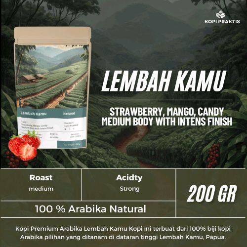 

ROASTED BEANS ARABIKA NATURAL LEMBAH KAMU 200 GR | BIJI KOPI SANGRAI | Coffee - GILING HALUS