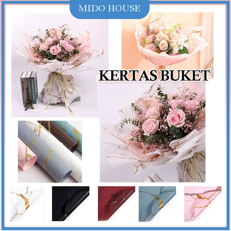 

Wrapping Paper Motif Marble/Ertas Buket Bunga Motif Marble Emas/Kertas Cellophane Paper Kertas Cello Buket Bunga