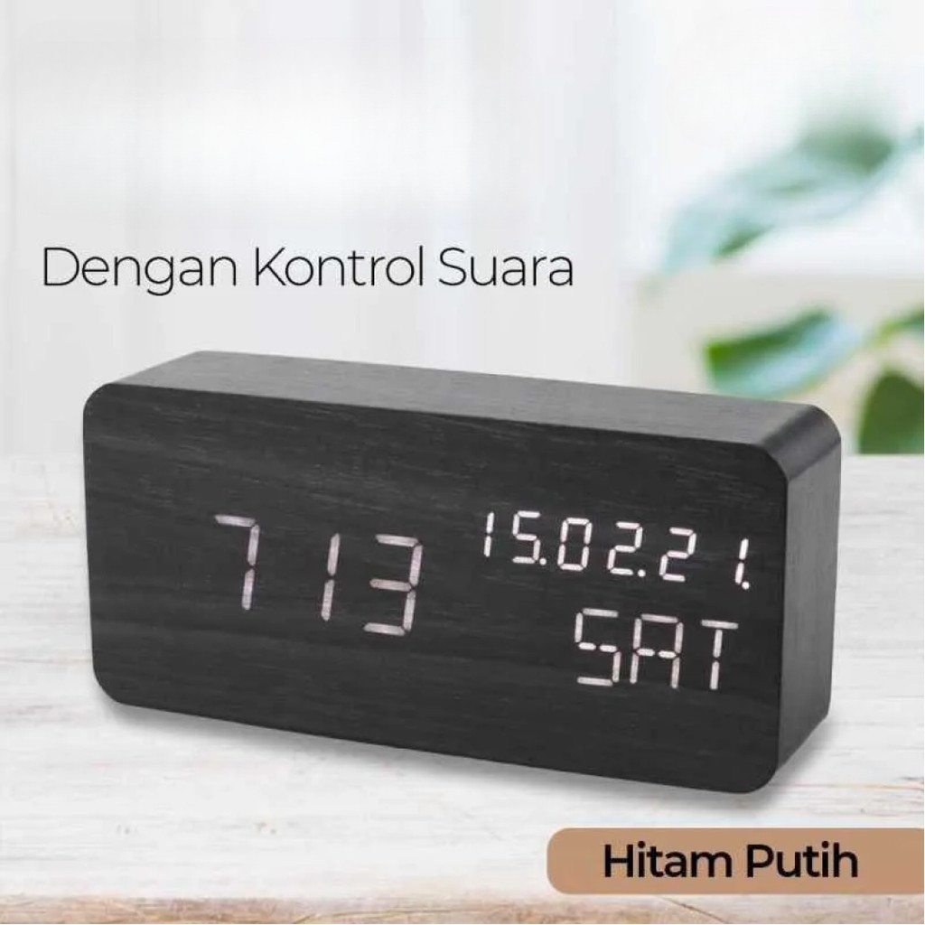 

Jam Alarm Digital Light LED Wood Meja Motif Kayu Hitam