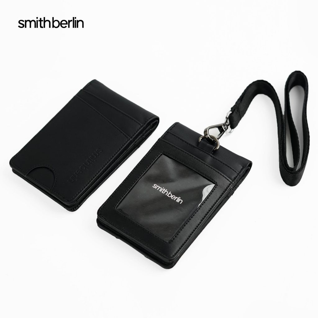 MK87YH Smith Berlin Lanyard Pria Lewis Black Hanging Wallet Dompet Gantung