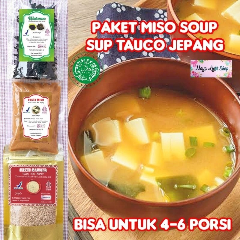 

Umbara.shop Paket Hemat Miso Soup (Miso 100gr, Dashi 25gr, Wakame 10gr) sup rumput laut nori kaldu ikan tauco jepang wakame murah sup miso jepang tofu sup ikan jepang halal sale promo sale murah