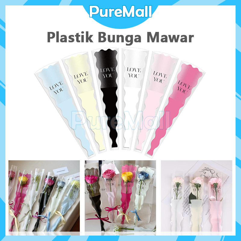 

50 Lembar Plastik Single Flower Rose Bunga / Rose Sleeve / Single Flower Packaging
