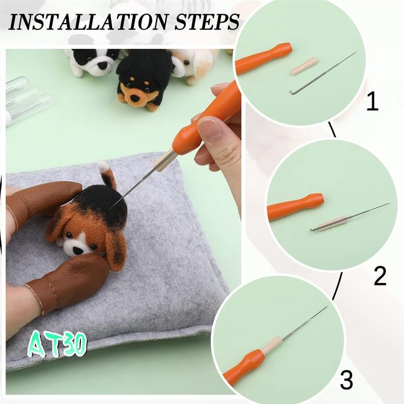 1Set Needle Felting Kit Doll Wool Needle Felting Beginner Kit With Instruction,Felting Foam Mat And 