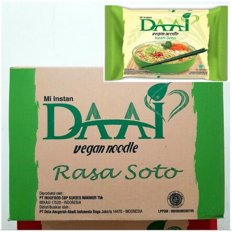 

mie DAAi instant rasa soto dan goreng vegan