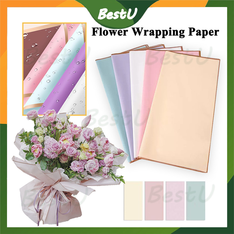 

20 LEMBAR Flower Wrapping /Buket Bunga Cellophane /Paper Varian List Gold Emas Kertas /Kertas Pembungkus Buket Gold LIne Solid Wrapping Paper Flower Bouquet
