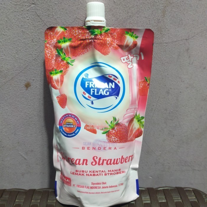 

Frisian flag milk susu kental manis Korean strawberry 260gr