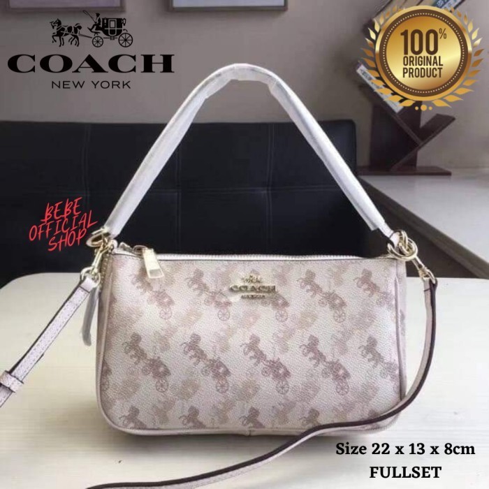[S3TYA_SHOP] [ORIGINAL] COACH Top Handle With Horse And Carriage / Tas Coach - Putih