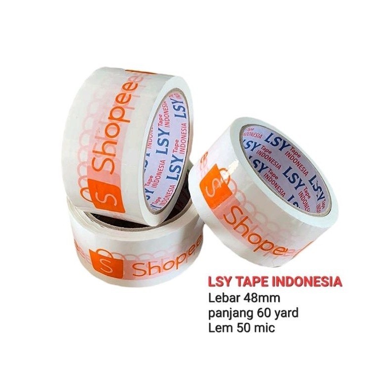 

lakban printing / lakban shopee putih 60yard LSY TAPE INDOENSIA