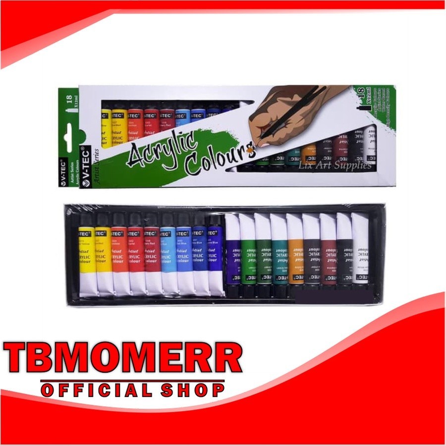 

PROMO - - V-TEC ACRYLIC COLOUR VT-818A 18WARNA 12ML V-TEC /CAT AKRILIK- BIGSELLER