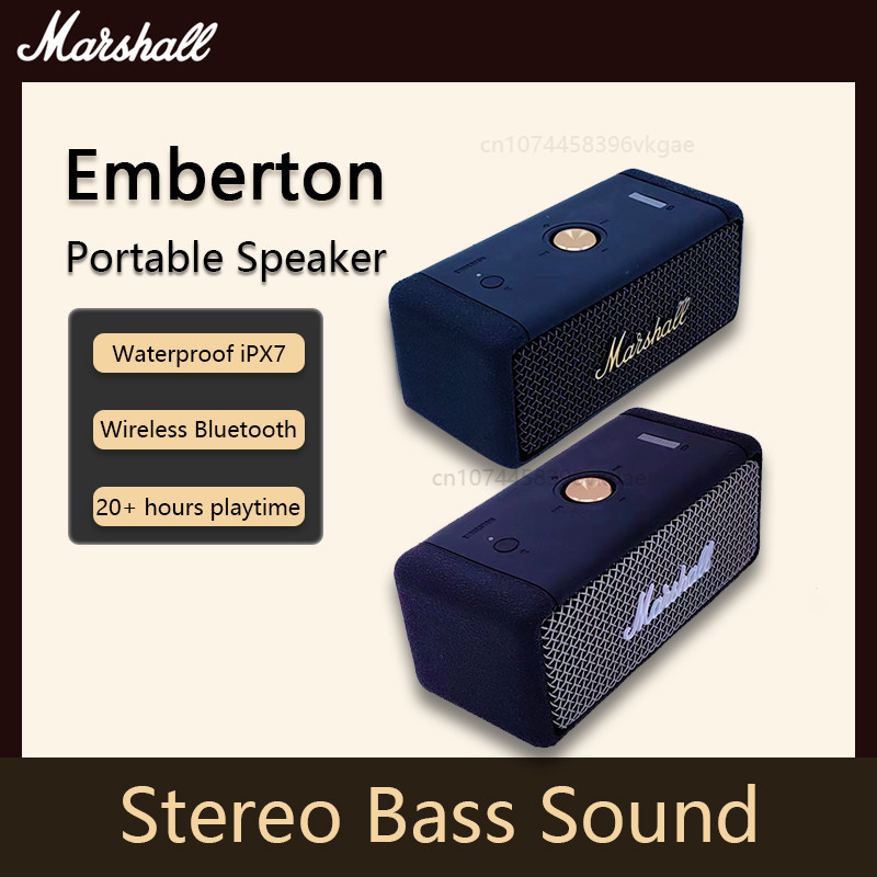 

Marshall Emberton Bluetooth Speaker IPX7 Waterproof/20+ Hour Playtime/Stereo Bass Portable Outdoor Sports Wireless Speakers