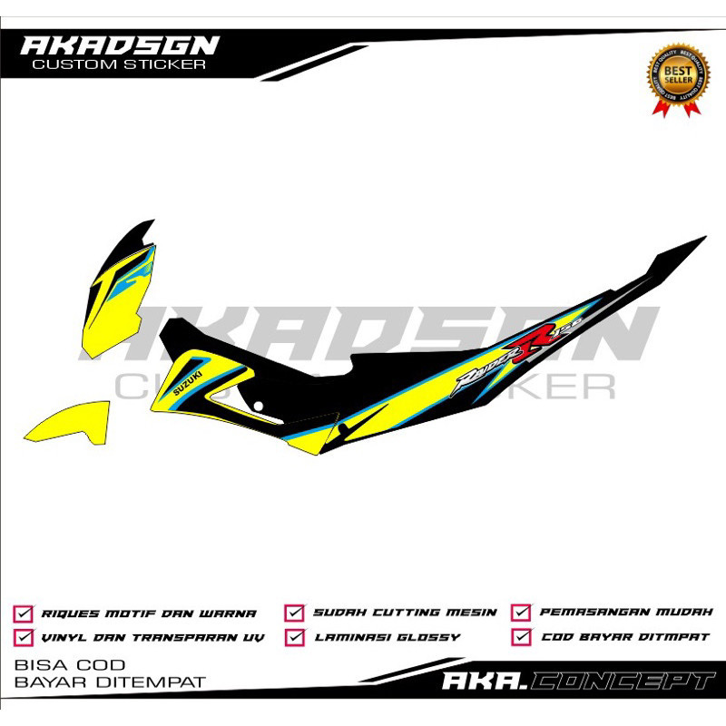 sticker striping Suzuki Satria fu facelift motif aura yellow