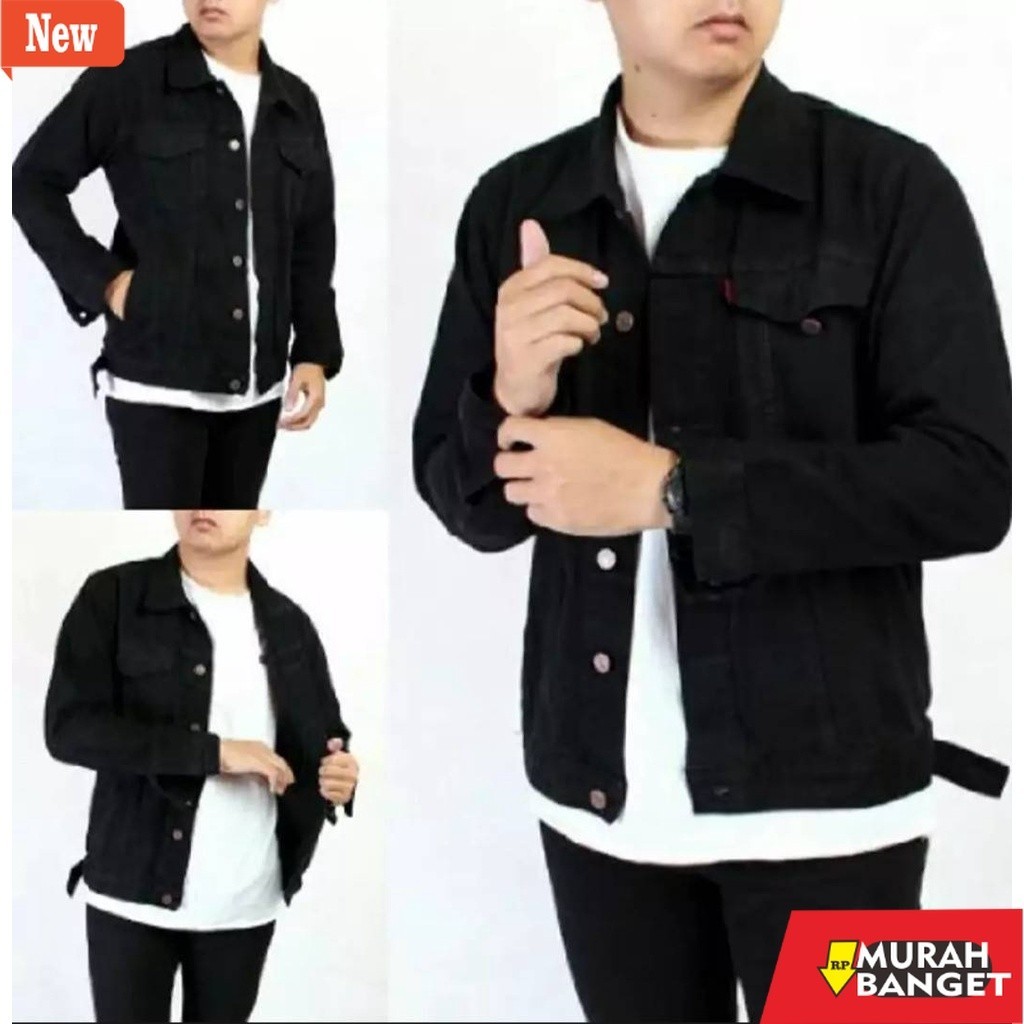 jaket kulit pria garut JAKET JEANS HITAM PRIA WANITA BEST SELLER SANDWASH DILAN GROSIR MURAH ORIGINA