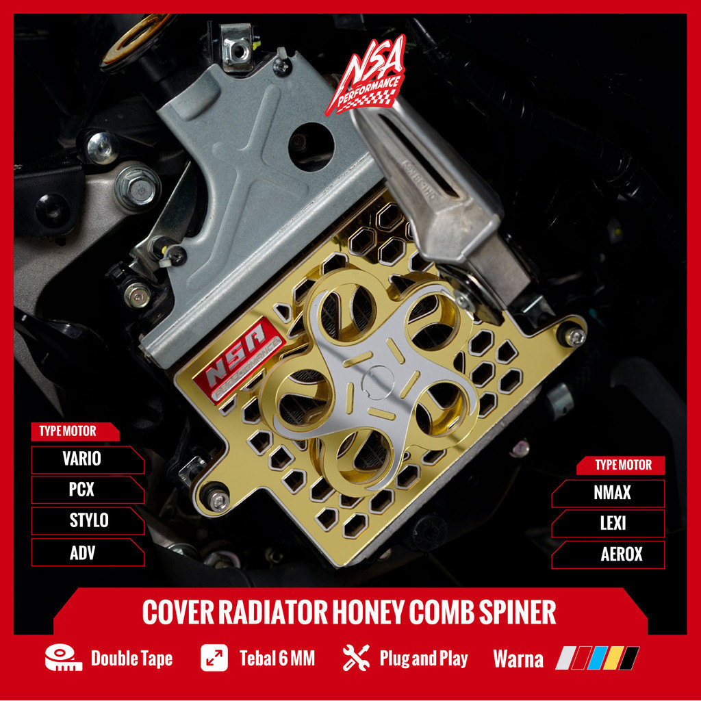 NSA COVER RADIATOR SPINER VARIO,PCX,NMAX,AEROX,ADV,LEXI,STYLO,Tutup Radiator Spiner,Motif Honey Comb