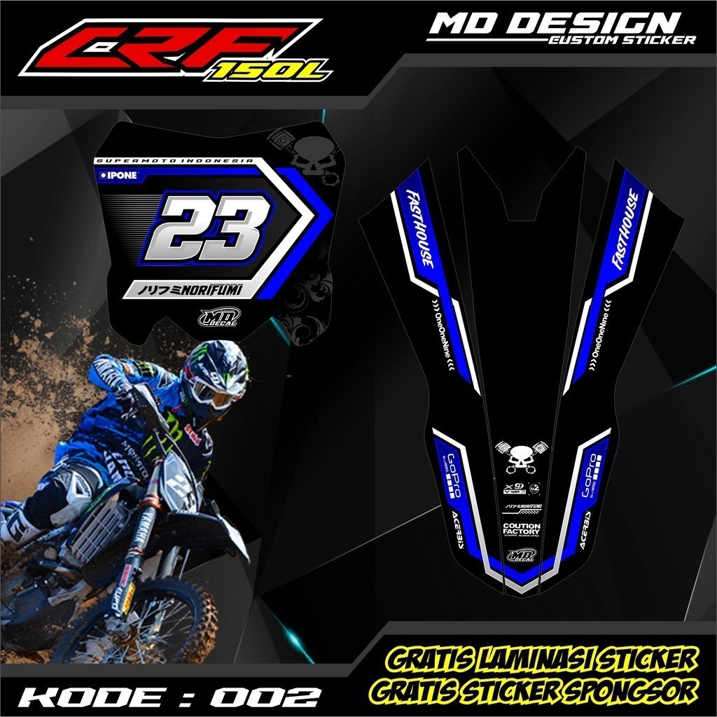 002 Sticker Papan Star Dan Spakbor CRF 150 / 450 / RMZ / Gordon BIsa COD Terbaru (Bonus Sticker Spon