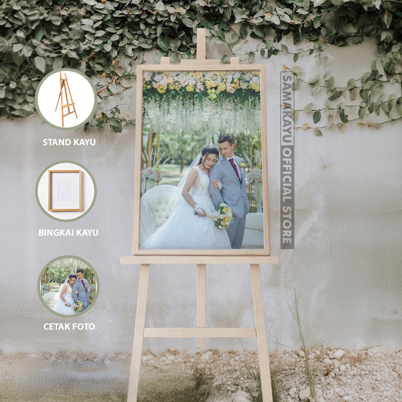Paket Cetak Foto Prewedding + Bingkai + Stand Ukuran 12R (30x40cm) Custom Cetak Foto 12R Cetak Foto 