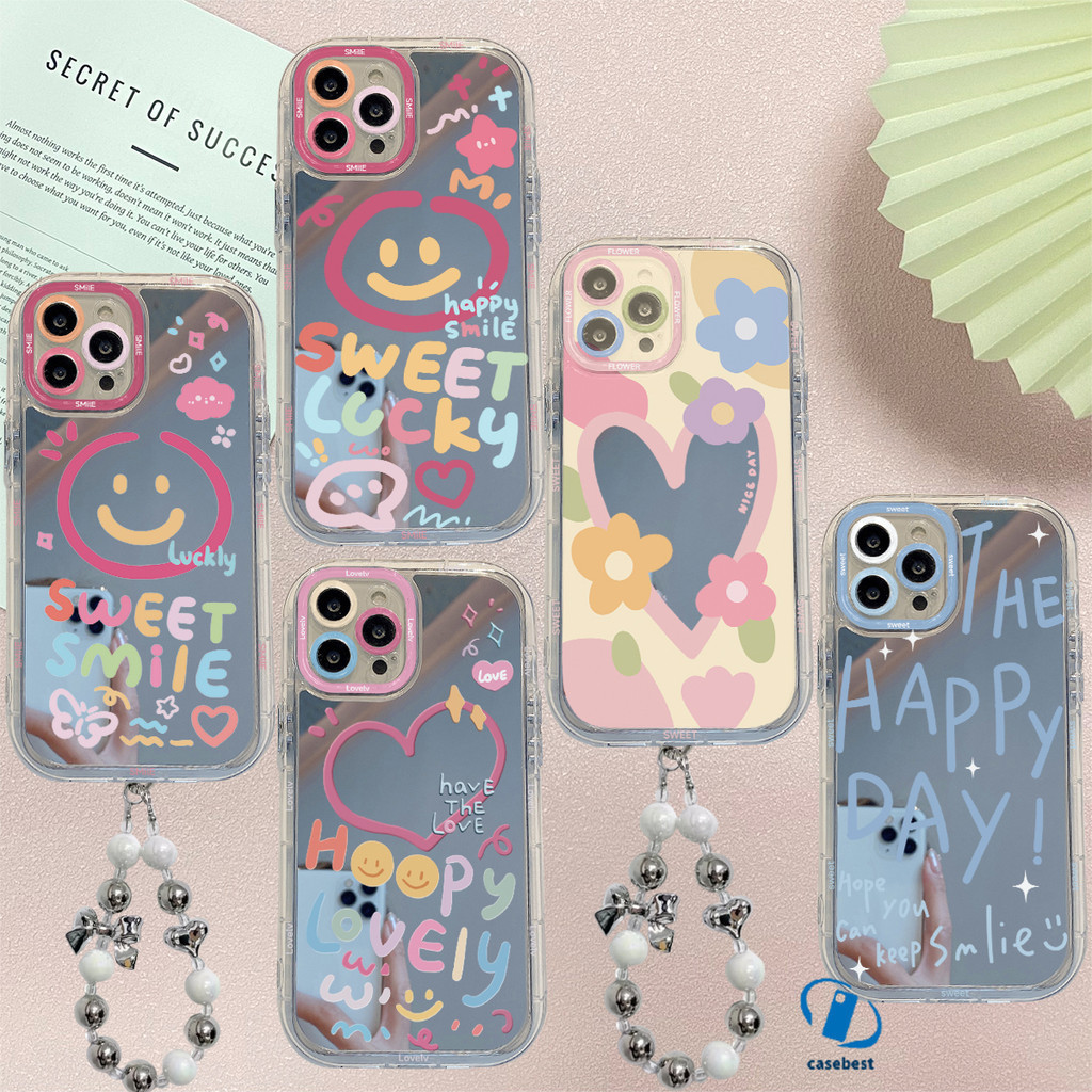 Fashion Berwarna warni Kasih Bahagia Wajah Bahagia Bunga Pasangan Case Untuk Oppo A18 A5s A7 A15 A17