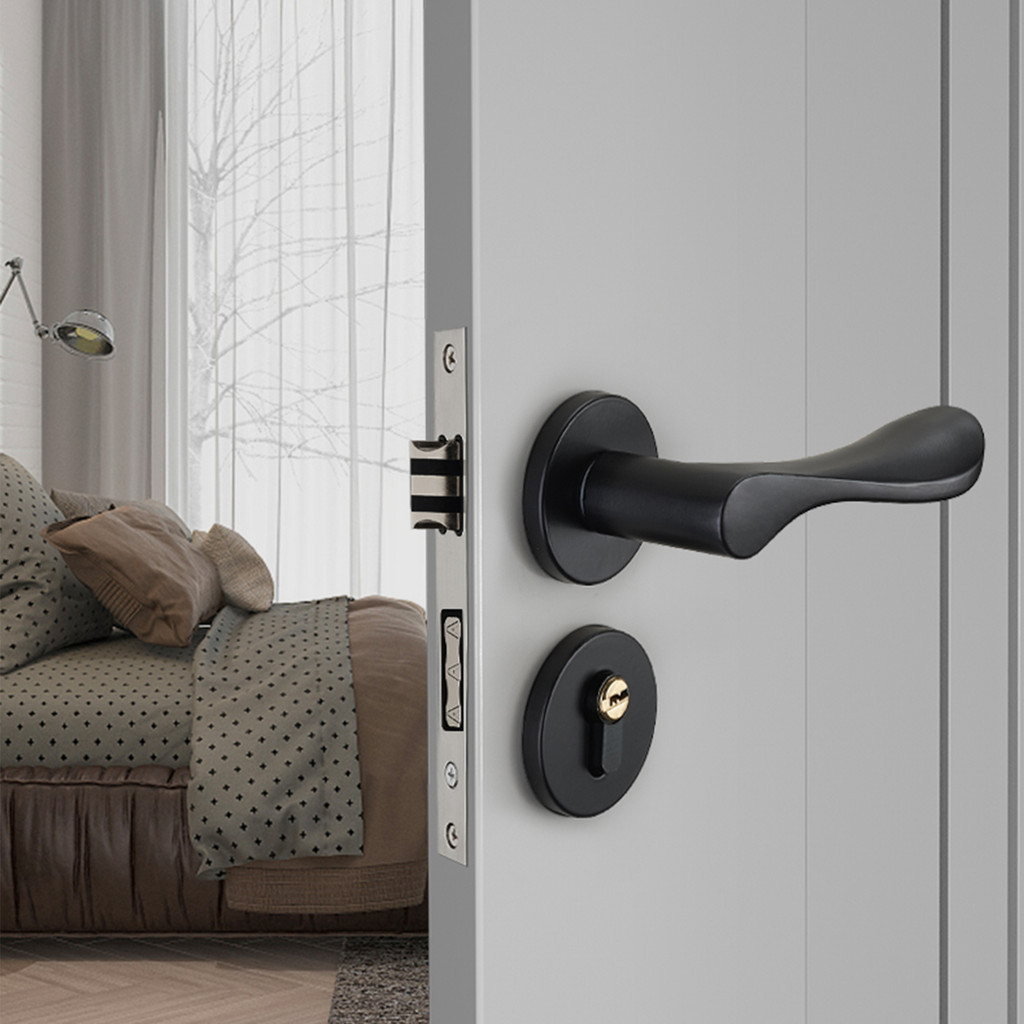 ProAman Gagang Pintu Rumah 1 Set Aluminium Alloy Handle Pintu Gaya Eropa Kunci Pintu Rumah