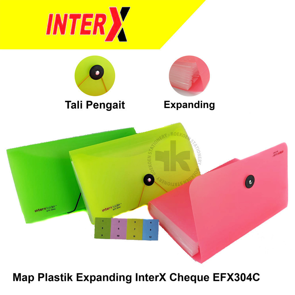 

InterX Expanding File Cheque Size 12 Pocket Tali Tengah Kancing EFX-304C
