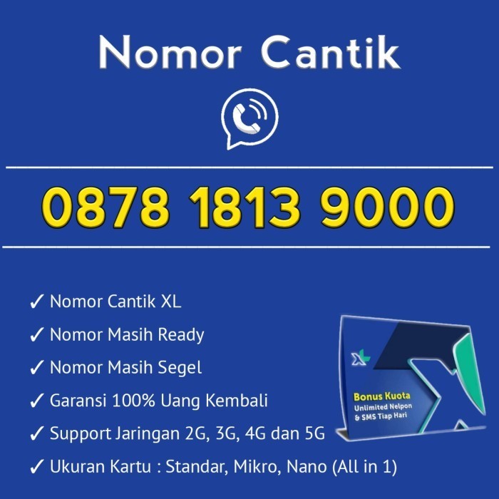 Kartu Perdana Nomor Cantik XL 0878 1813 9000