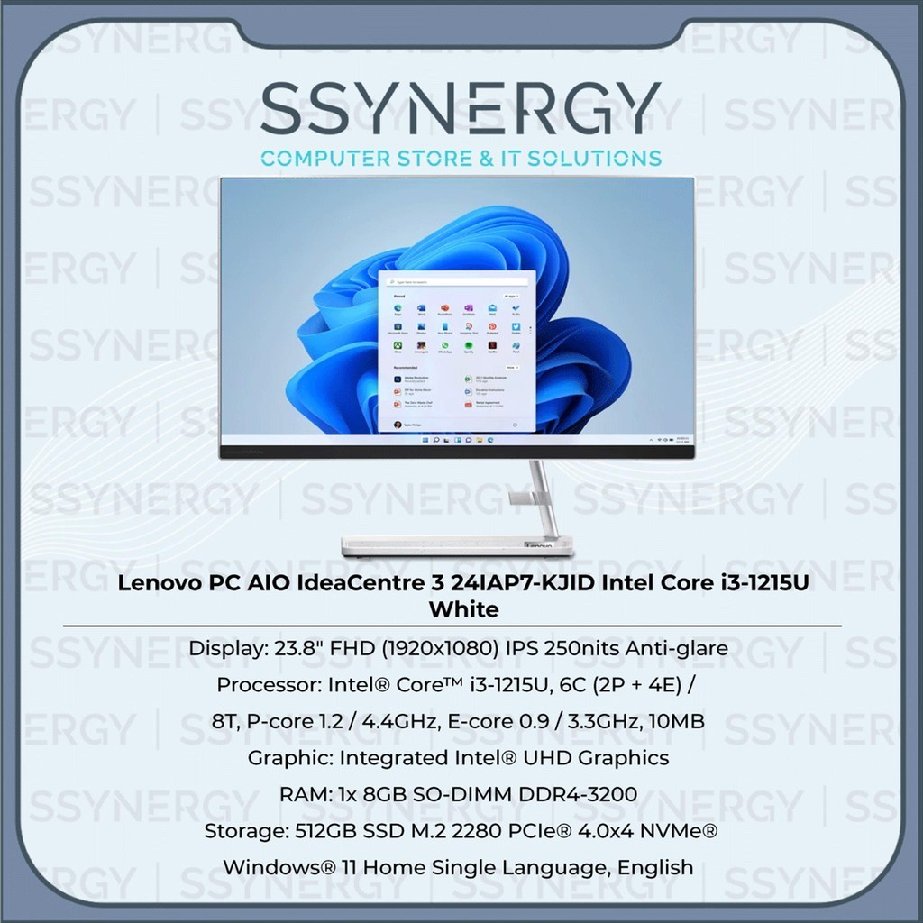 Lenovo PC AIO KJID  i3-1215U 8GB 512GB W11 + OHS2021