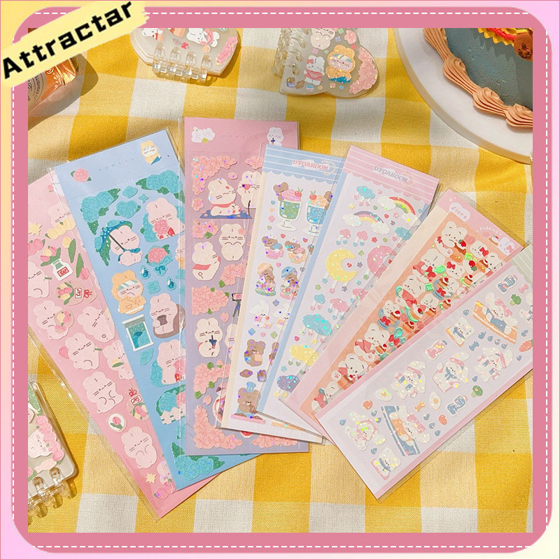

Stiker Scrapbook Dekorasi Kartun Pola Kecil Gadis Anak-anak Lucu Kelinci Stiker Manis