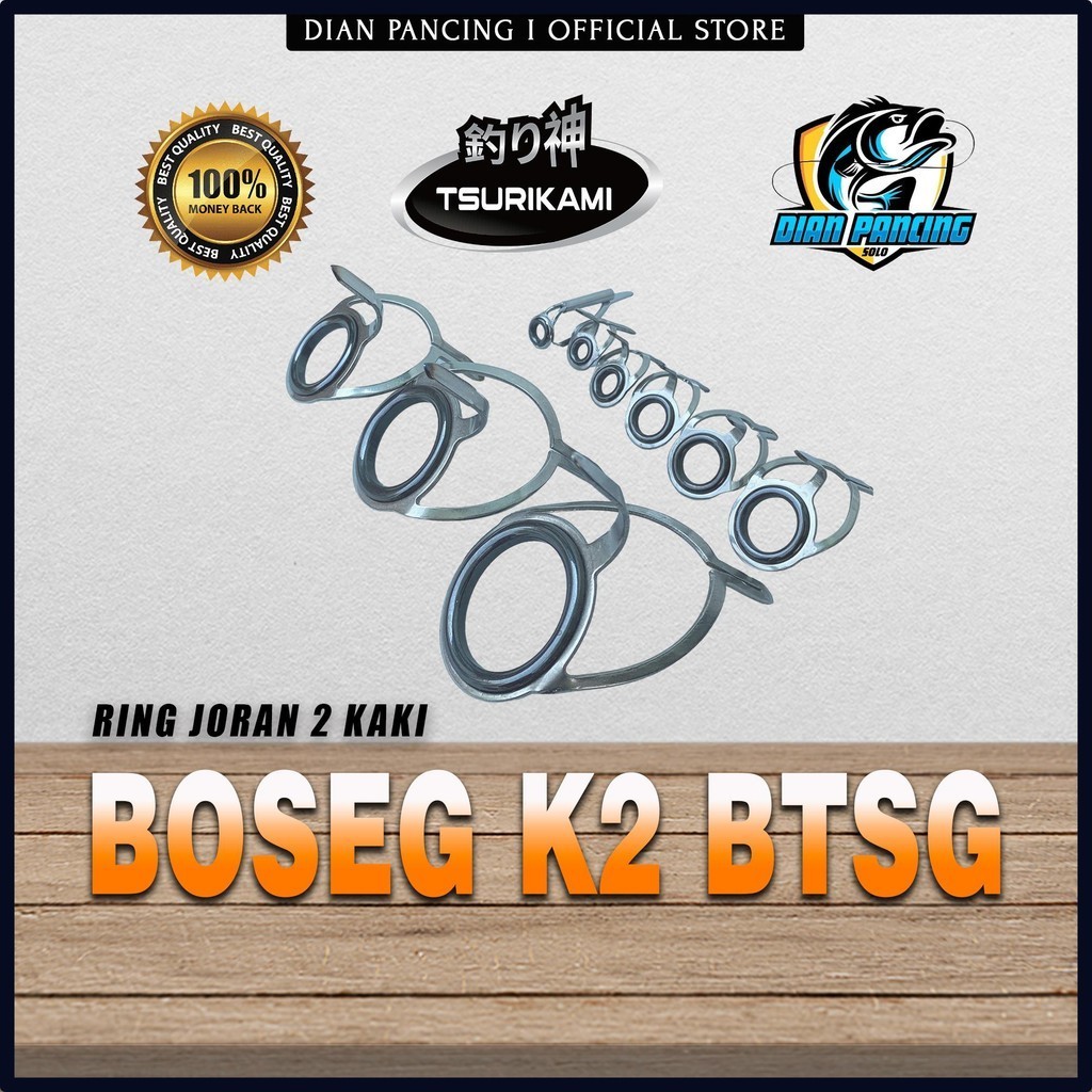 RING SET 1 KAKI & 2 KAKI BOSEG Stainless Steel Keramik halus untuk joran pancing