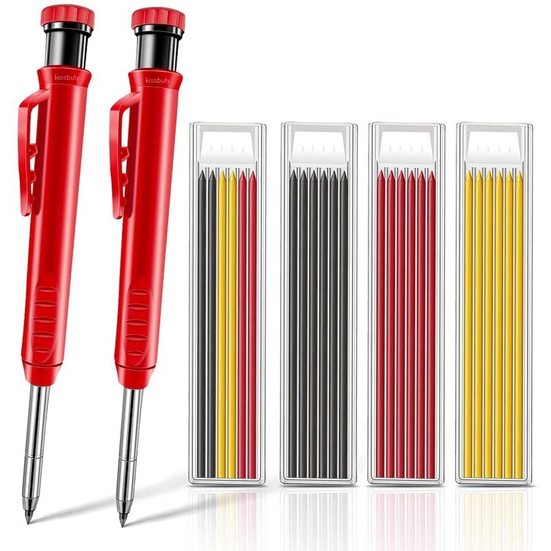 

Solid Carpenter Pencil Refill Leads Deep Hole Mechanical Pens for Wood Glass Metal Marking Tool Kit for Woodworking Architect