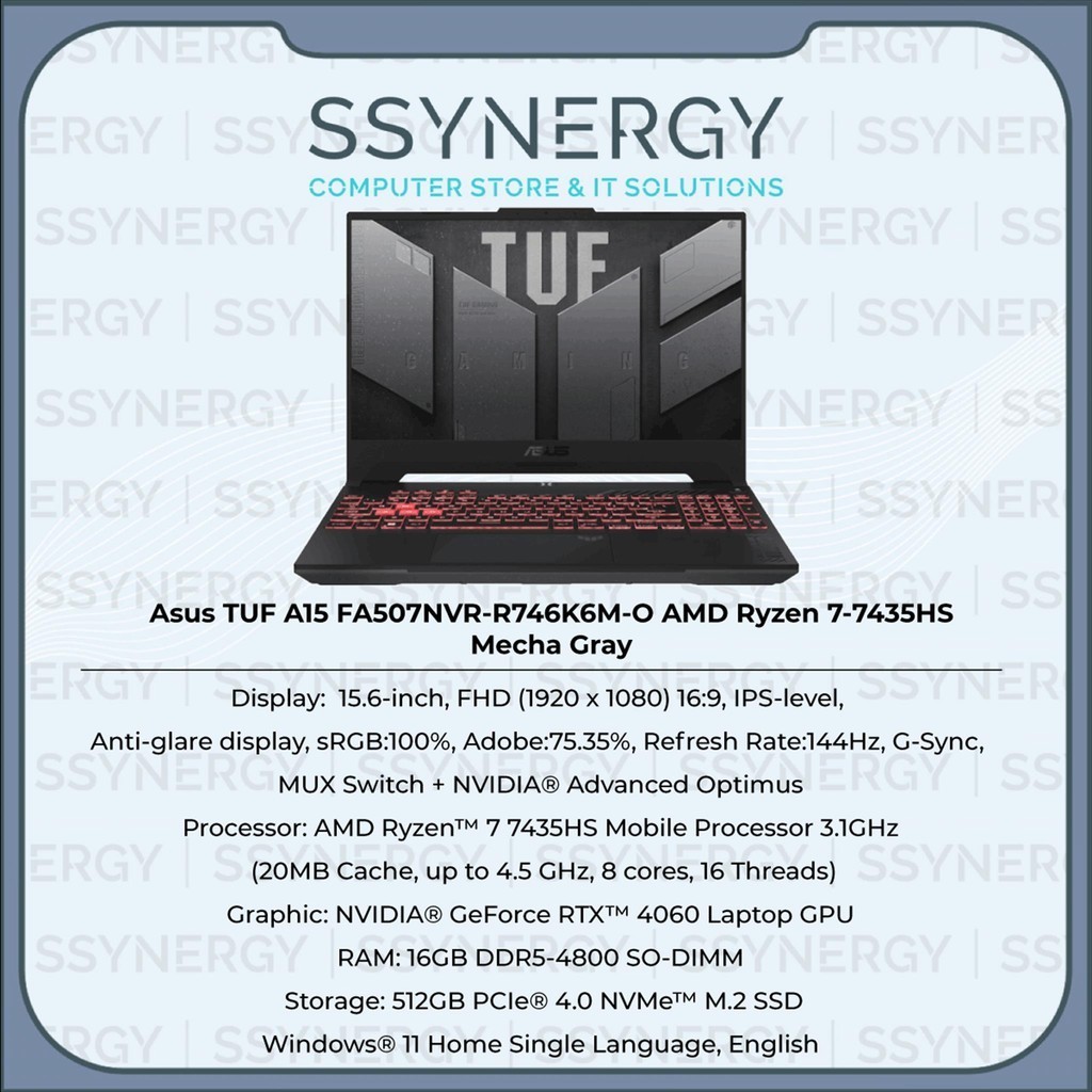 ASUS Gaming TUF A15 FA507NVR R7-7435HS RTX 4060 16GB 512GB 144Hz