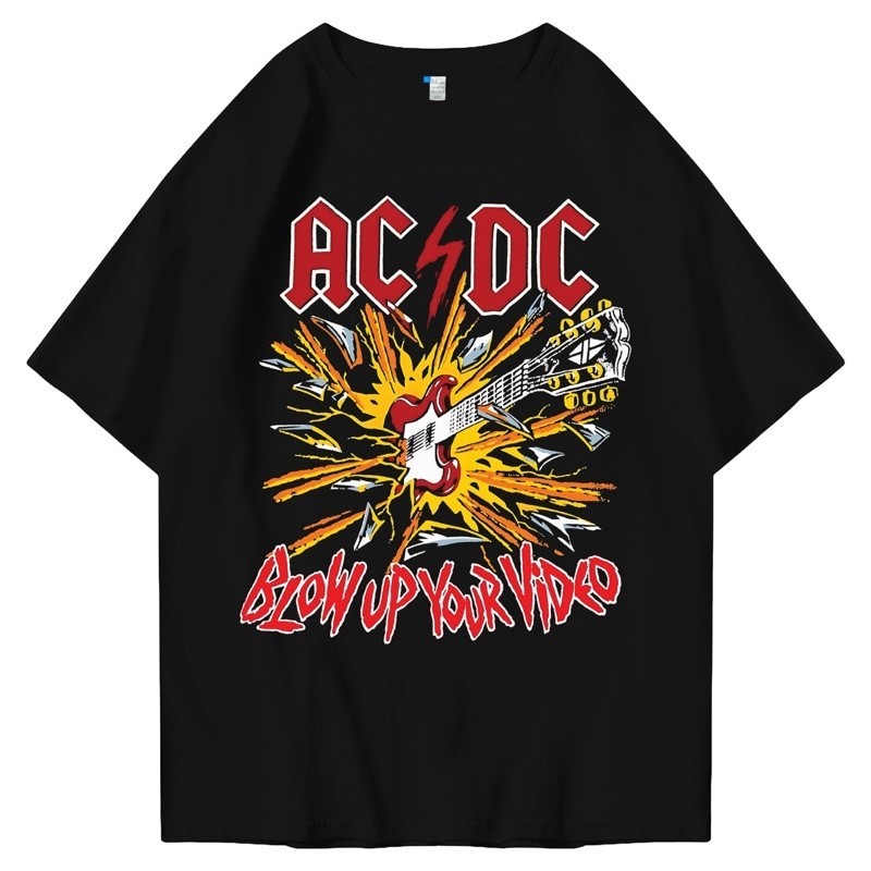 SELLSHIRT - Oversized ACDC GuitarTshirt  | Kaos Streetwear Unisex Tee