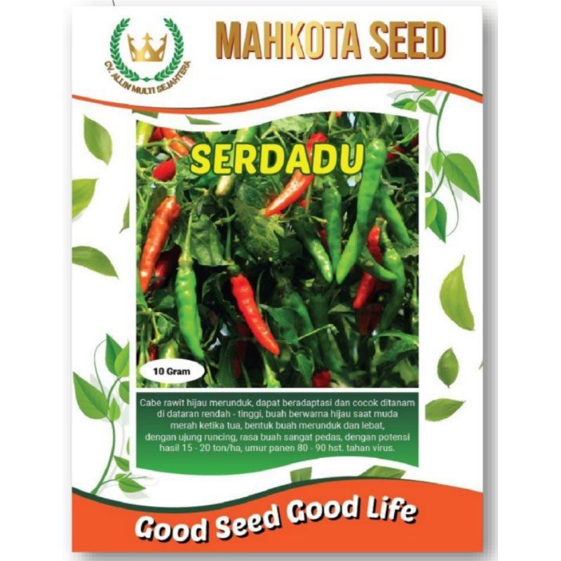 Benih Cabe Lokal Rawit  Hijau ( Rajo ) Mahkota Seed Serdadu - 10 gram