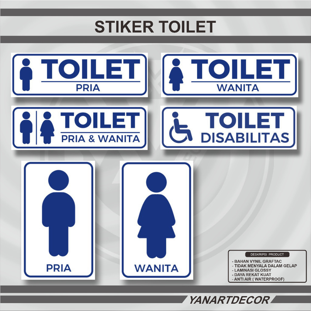 

STIKER TOILET, STIKER TOILET PRIA, STIKER TOILET WANITA, STIKER TOILET DISABILITAS Peringatan Kantor Rumah
