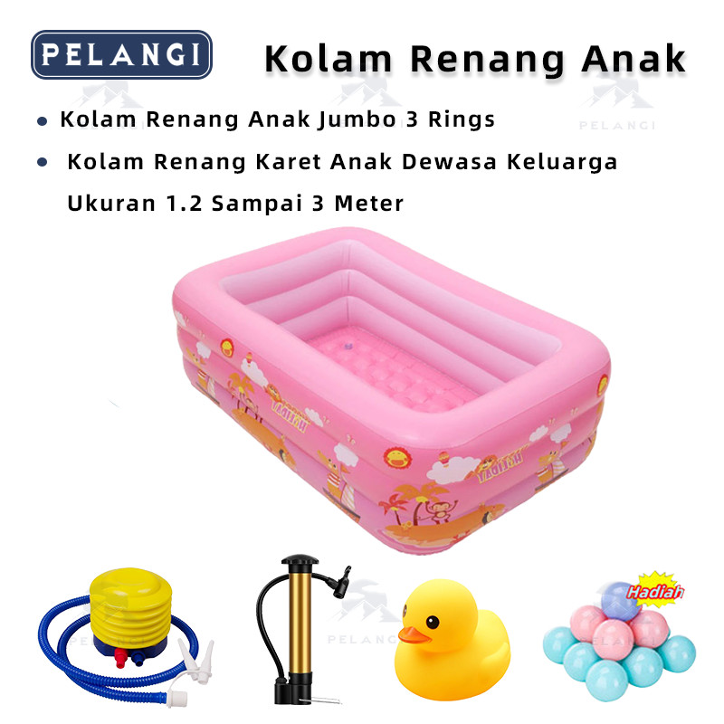 kolam renang anak jumbo 3 meter/3 Rings Thick rubber inflatable swimming pool/Kolam renang karet yan
