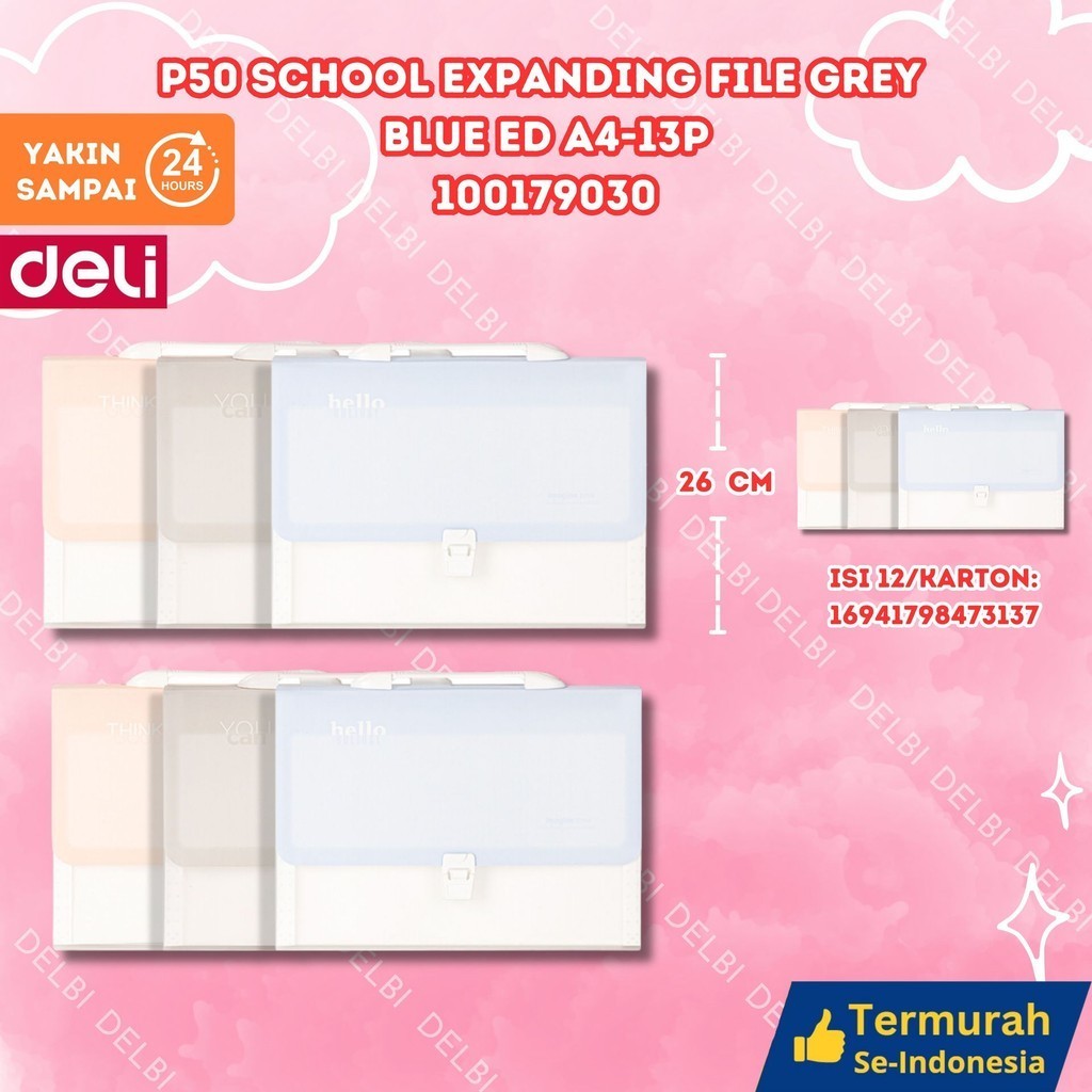 

Deli Map Harmonika P50 SCHOOL EXPANDING FILE GREY BLUE ED A4-13P