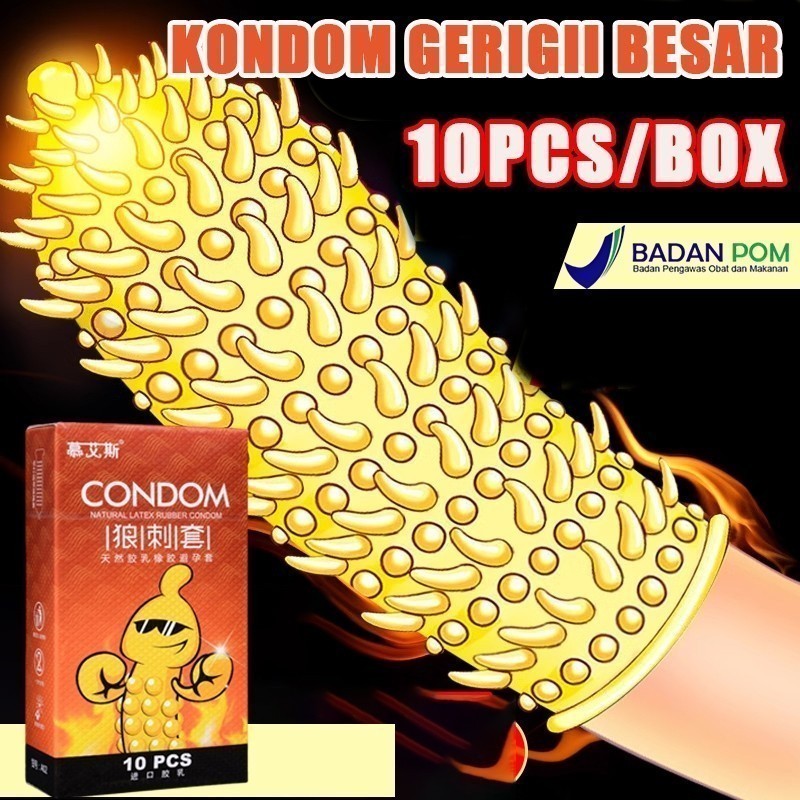 Terlaris !!! Kondom gerigii kasar Kondom bergrigi kondom gerigii besar Kondom sutra bergerigi 10pcs/