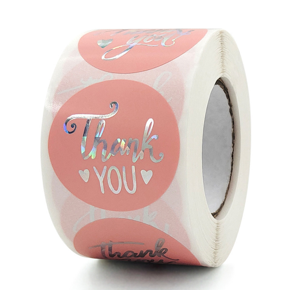 

100-500pcs Rainbow Laser Thank You Stickers 1inch Small Business Stickers Adhesive Labels for Boutiques Wrapping Supplies