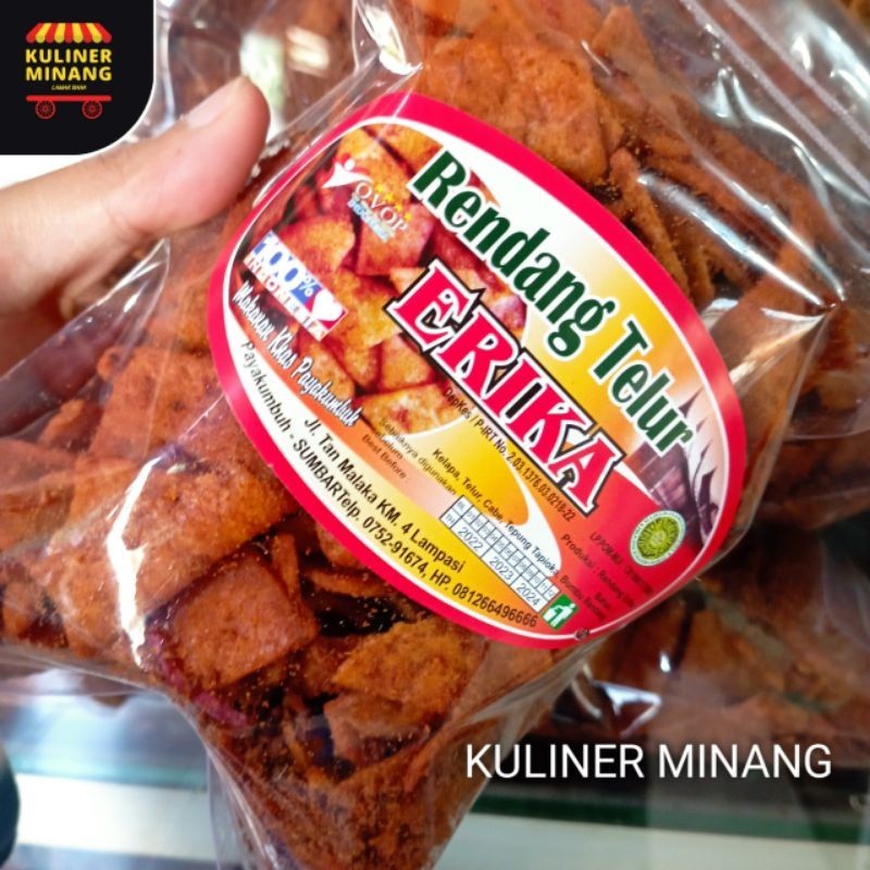 

Kuliner Minang Rendang telur Erika 200 gr Oleh-Oleh Asli Cemilan Kampung Makanan Khas Payakumbuh Padang kabau Jajanan Snack Kabau AX00