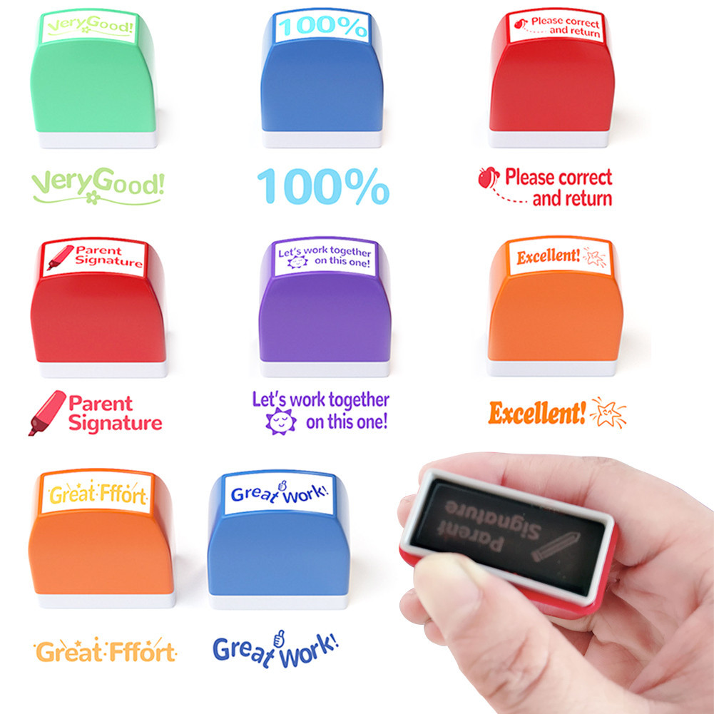 

8Pcs Motivation Stamps Encouraging Comments Self-inking Grading Stamps Feedback Stamps School Supplies for Parent Signature