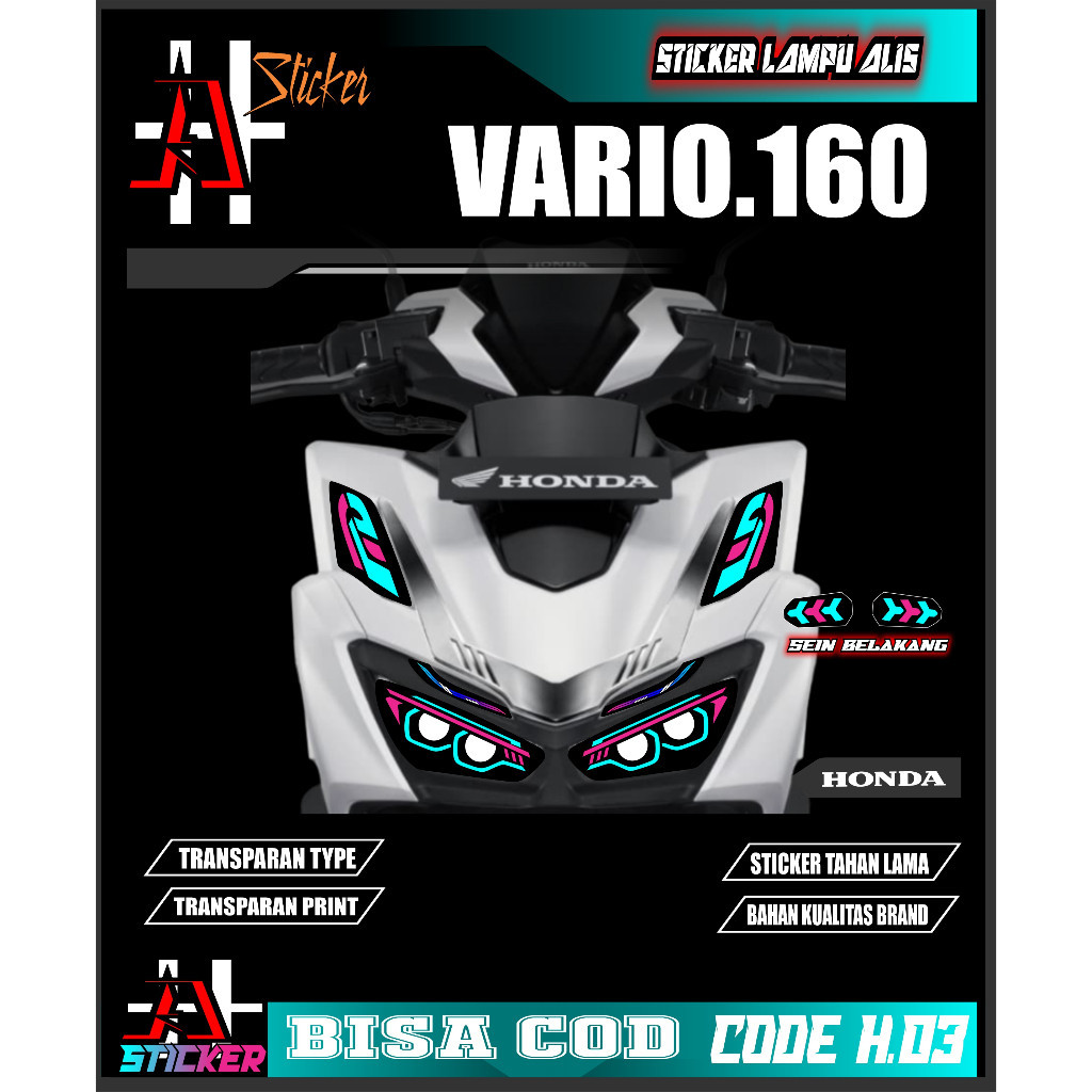 STIKER VARIASI LAMPU ALIS MOTOR VARIO 160  STOP LAMP MOTOR  VARIO 160 H03