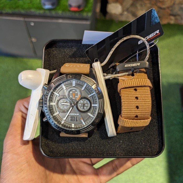 EIGER 1989 JAM TANGAN PRIA ANALOG ODOSPEED ANACHRONO - BROWN