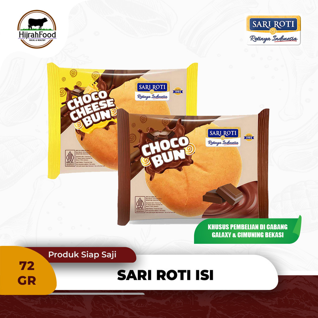 

Sari Roti Choco Bun / Choco Cheese Bun Roti Bun Isi Cokelat / Cokelat Keju 72 gram