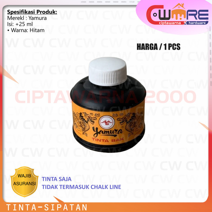 

Tinta Bak Hitam Ink Black Kaligrafi Sipatan Benang Tukang Bangunan 25 ml