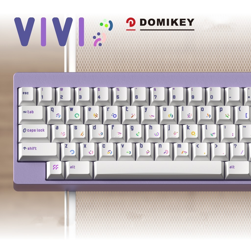 DOMIKEY VIVI Keycaps PBT Thermal Sublimation Customized Mechanical Keyboard Keycaps 61/64/84/87/98/1